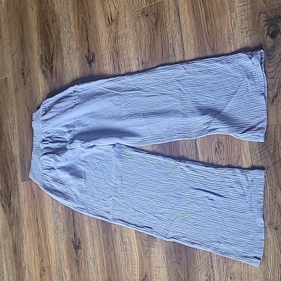 Hem & Thread Gauze Wide-Leg Pants, Size L, Light Blue, Soft, 100% Cotton - Picture 7 of 8